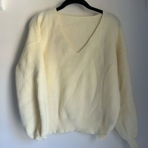 Cozy Cream V-Neck Sweater